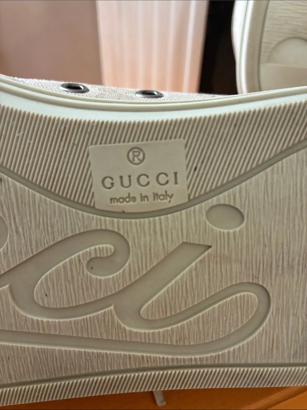 Gucci Beige Cream Canvas & Leather Sneakers